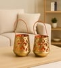 Orange Metal Hanging Tealight Holder Set Of 2