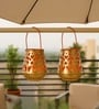 Orange Metal Hanging Tealight Holder Set Of 2