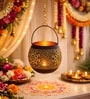 Grey Metal Moroccan Hanging Tea Light Holder