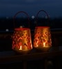 Red Metal Hanging Tealight Holder Set Of 2