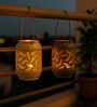 Grey & Off White Metal Hanging Tealight Holder Set Of 2