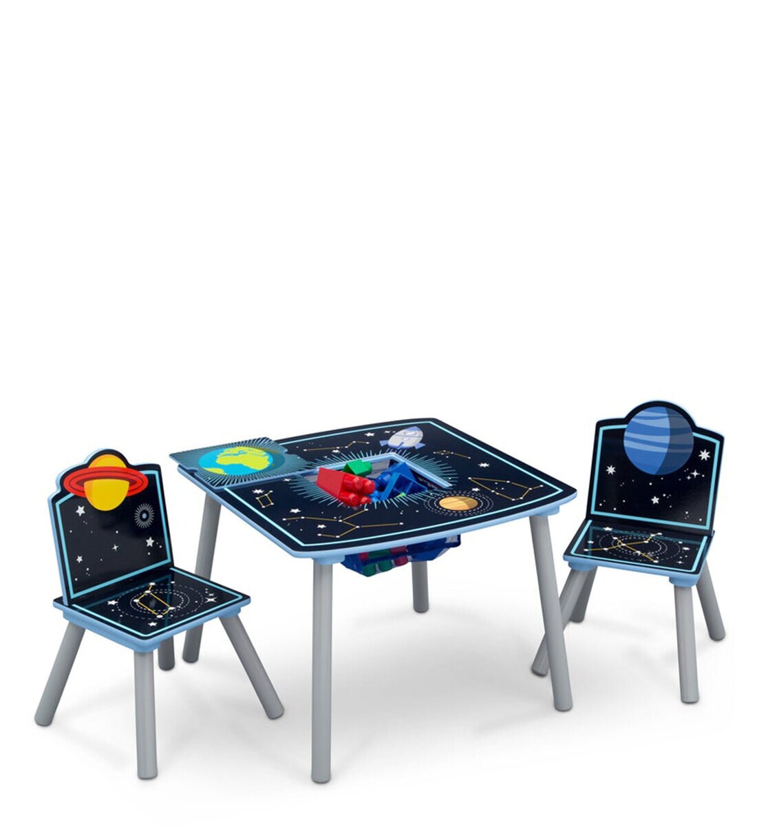 Delta children space adventures kids wood table and chair set with online storage