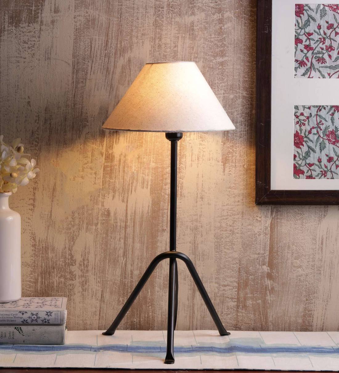Buy Scarlette Beige Fabric Shade Table Lamp with Black Base CasaCraft