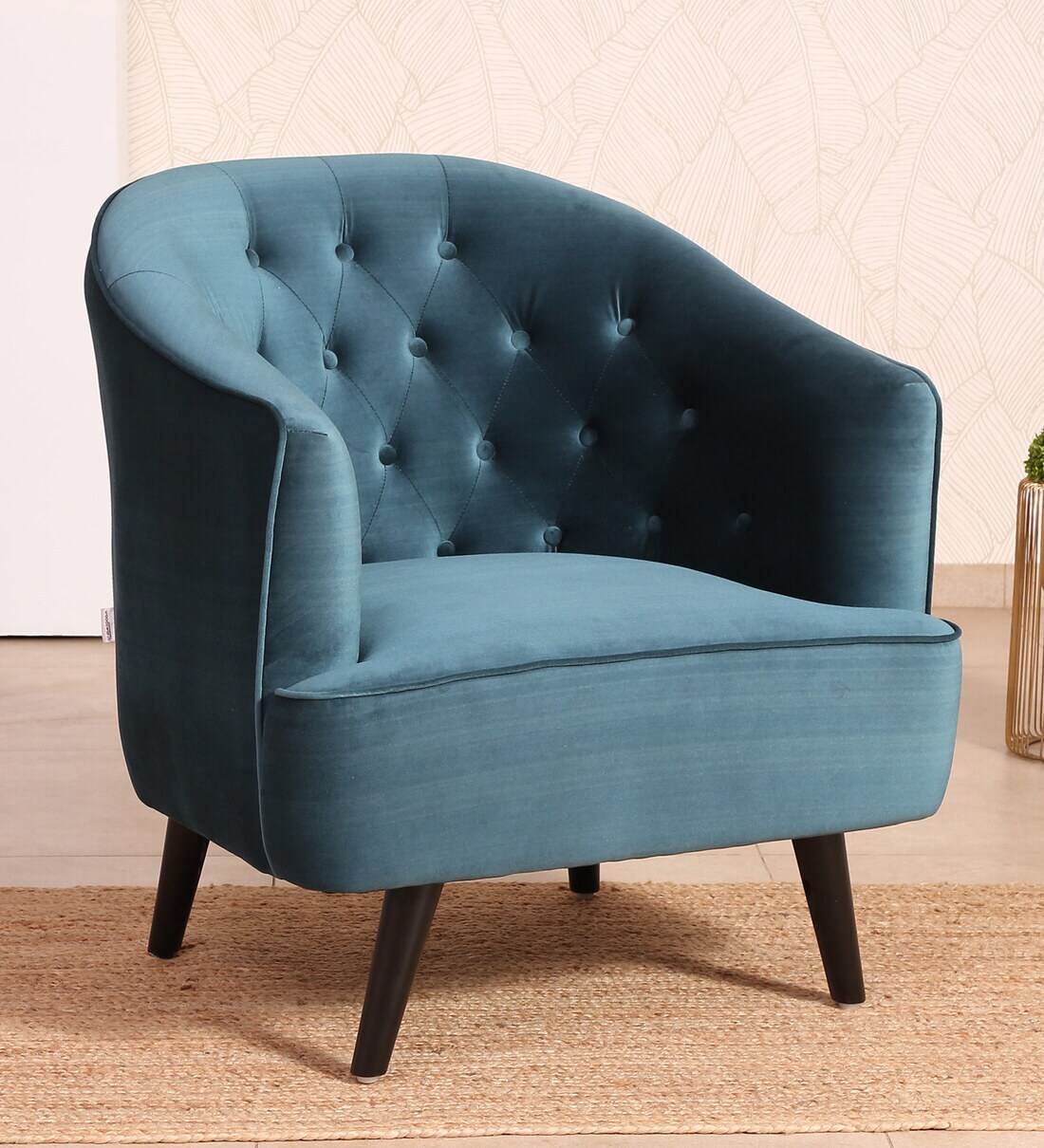 dark teal barrel chair