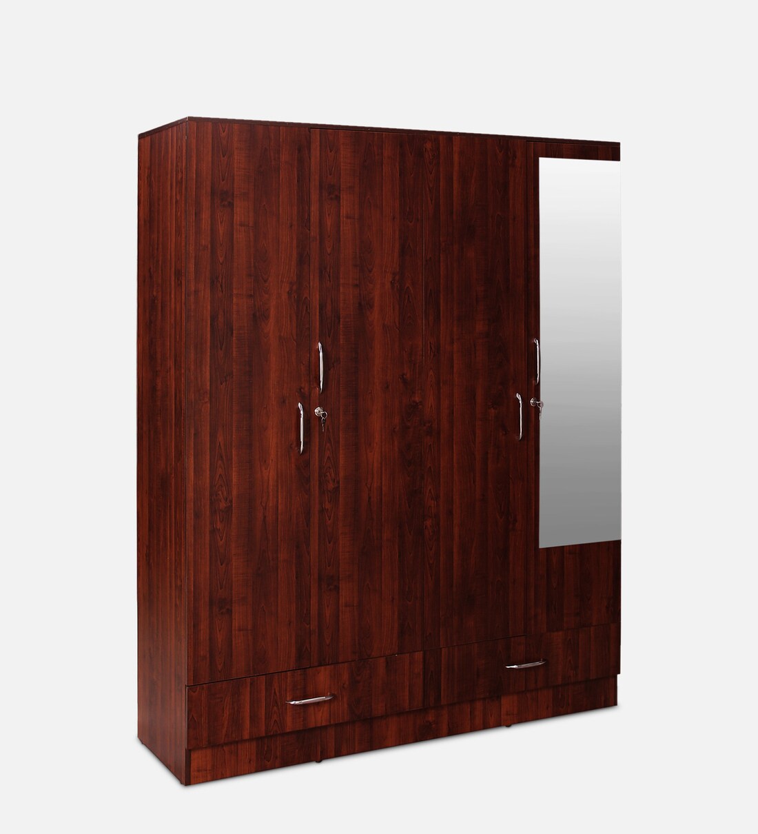 Buy Taishiro 4 Door Wardrobe With Mirror In Walnut Finish at 26 OFF by