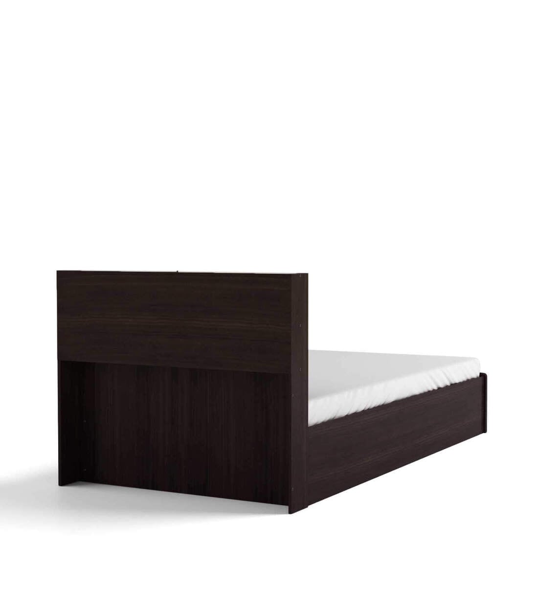 Buy Takeo Single Bed With Headboard Storage In Walnut Finish By Mintwud