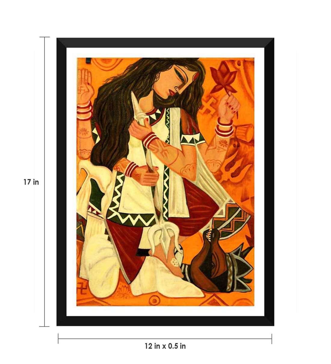 Buy Paper 12 x x 17 Inch Contemporary Indian Art Durga Framed