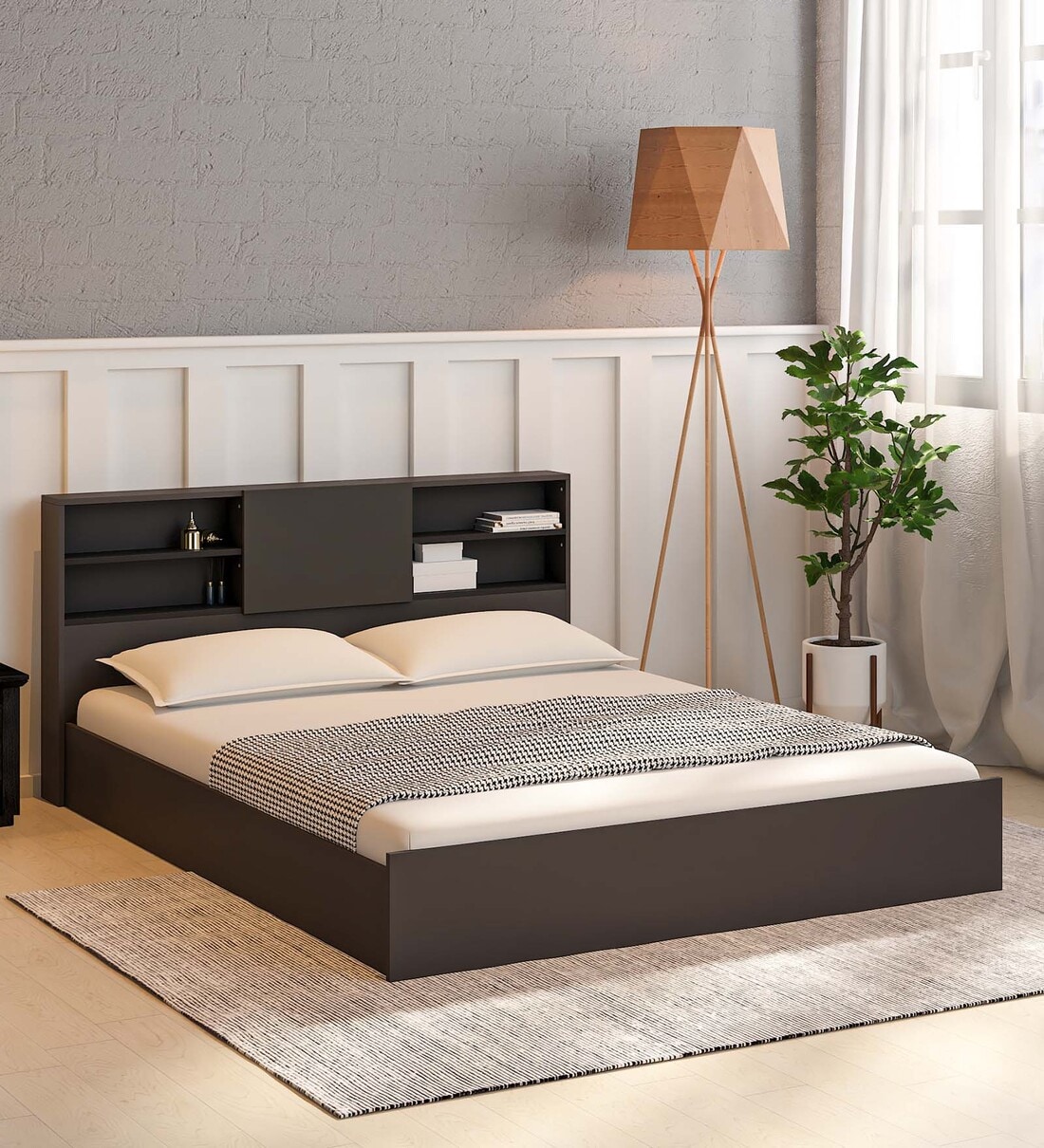 Buy Tanoshi Queen Size Bed in Wenge Finish with Box Storage at 19 OFF