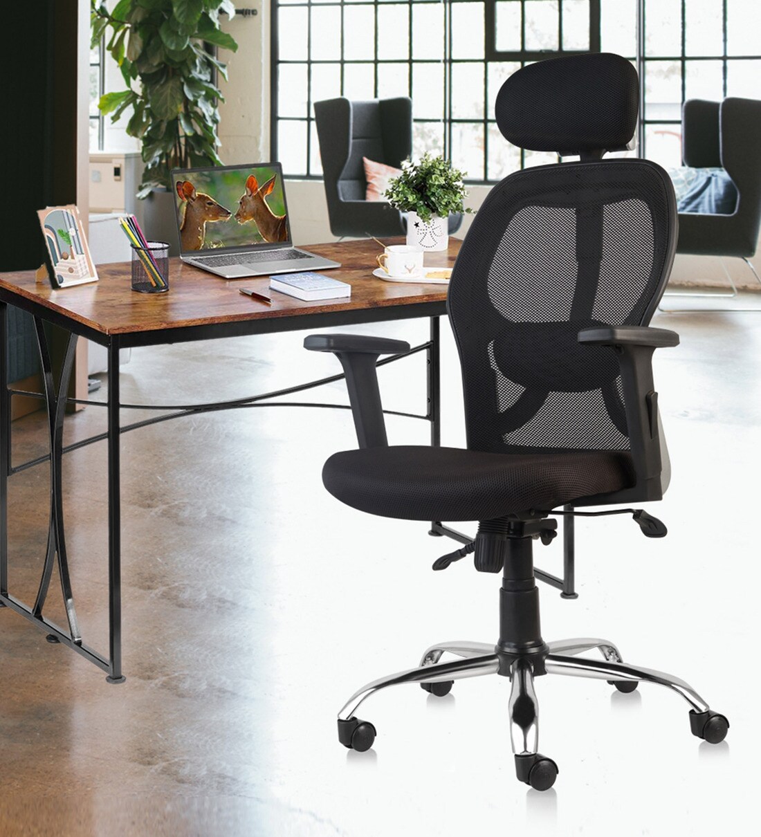 Buy Tauras High back Breathable Mesh Ergonomic Chair in Black Colour by ...