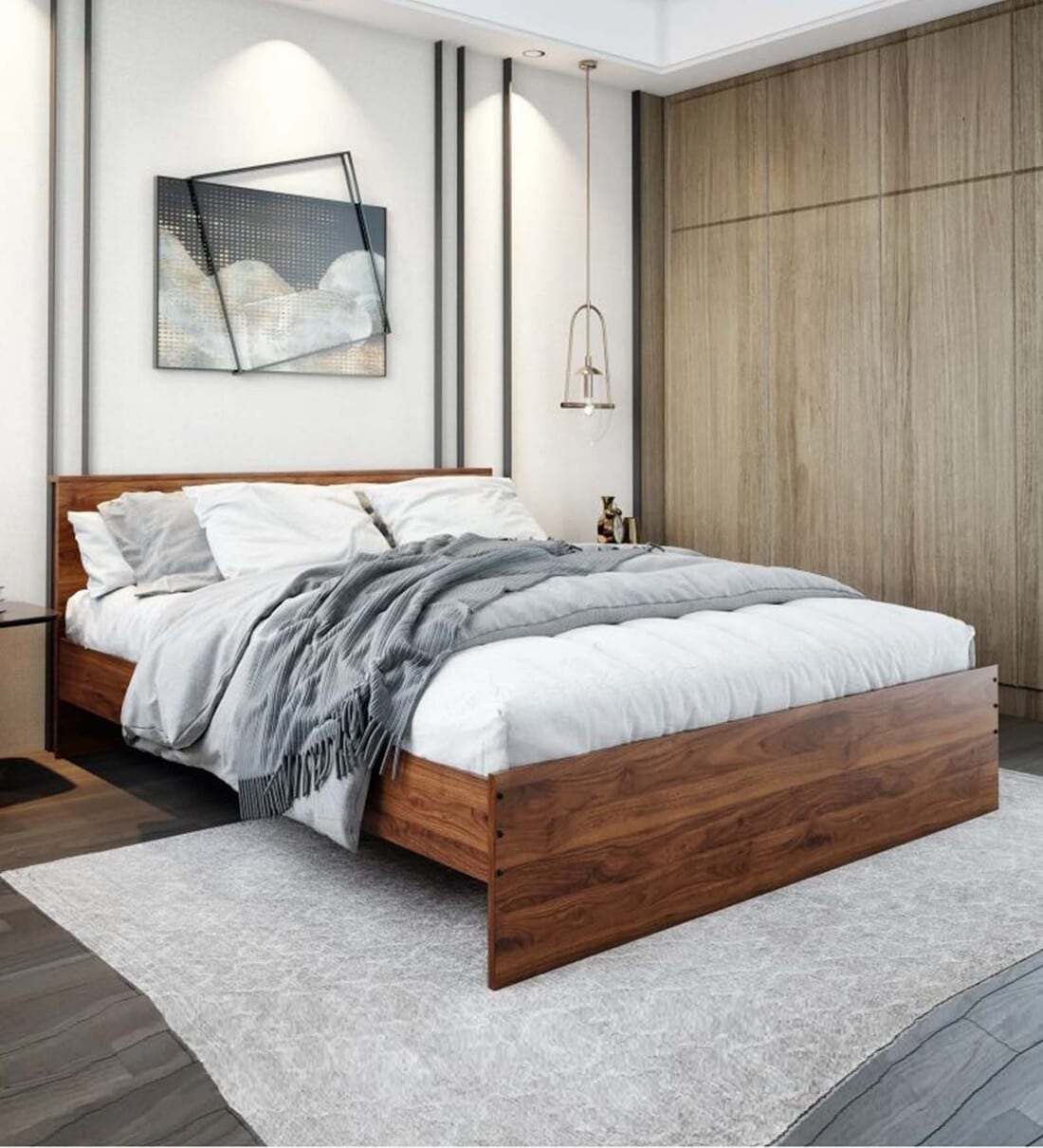 Buy Taurus Queen Size Bed In Columbian Walnut Colour at 12 OFF by