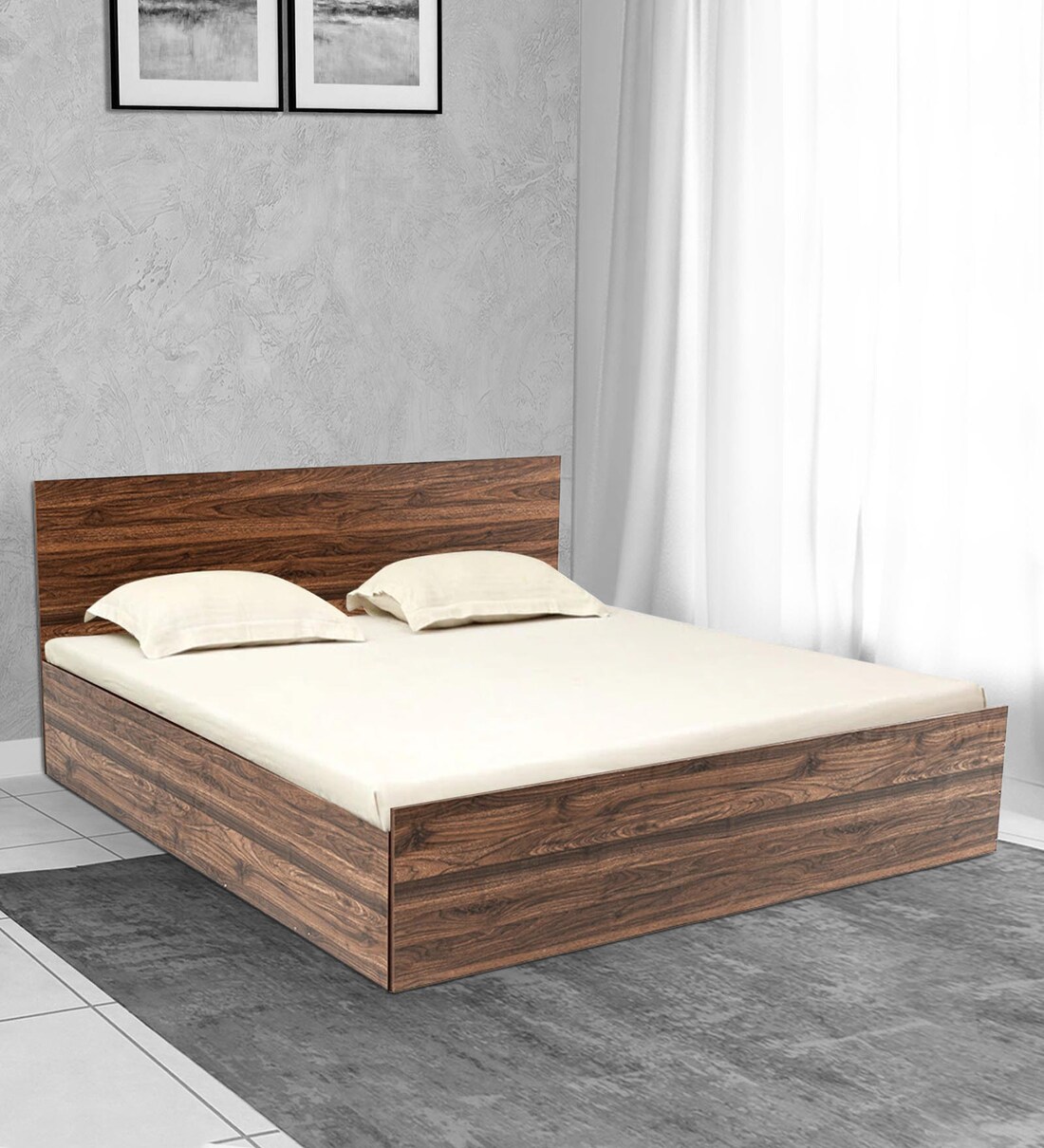 Buy Taurus Queen Size Bed in Columbian Walnut Finish with Box Storage