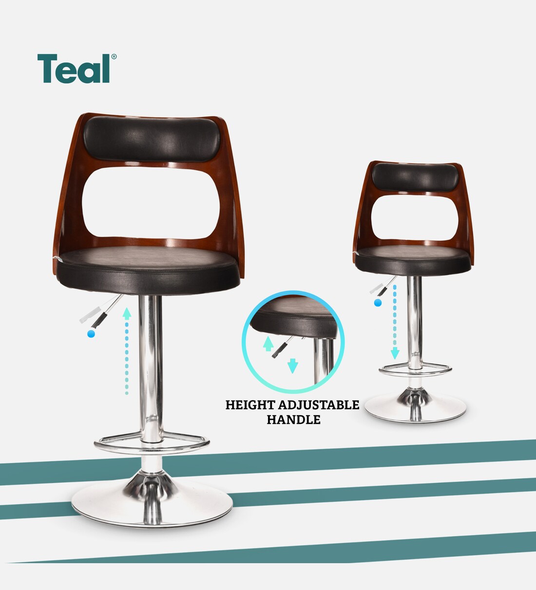 Buy Tawang Leatherette Bar Stool In Black & Brown Colour Online Contemporary Bar Stools Bar