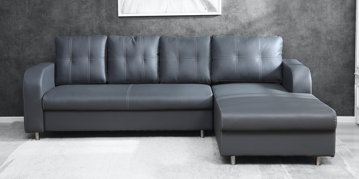 Buy Tanaka LHS Sectional Sofa (3 + Lounger) in Grey Colour at 14 OFF by Mintwud from Pepperfry