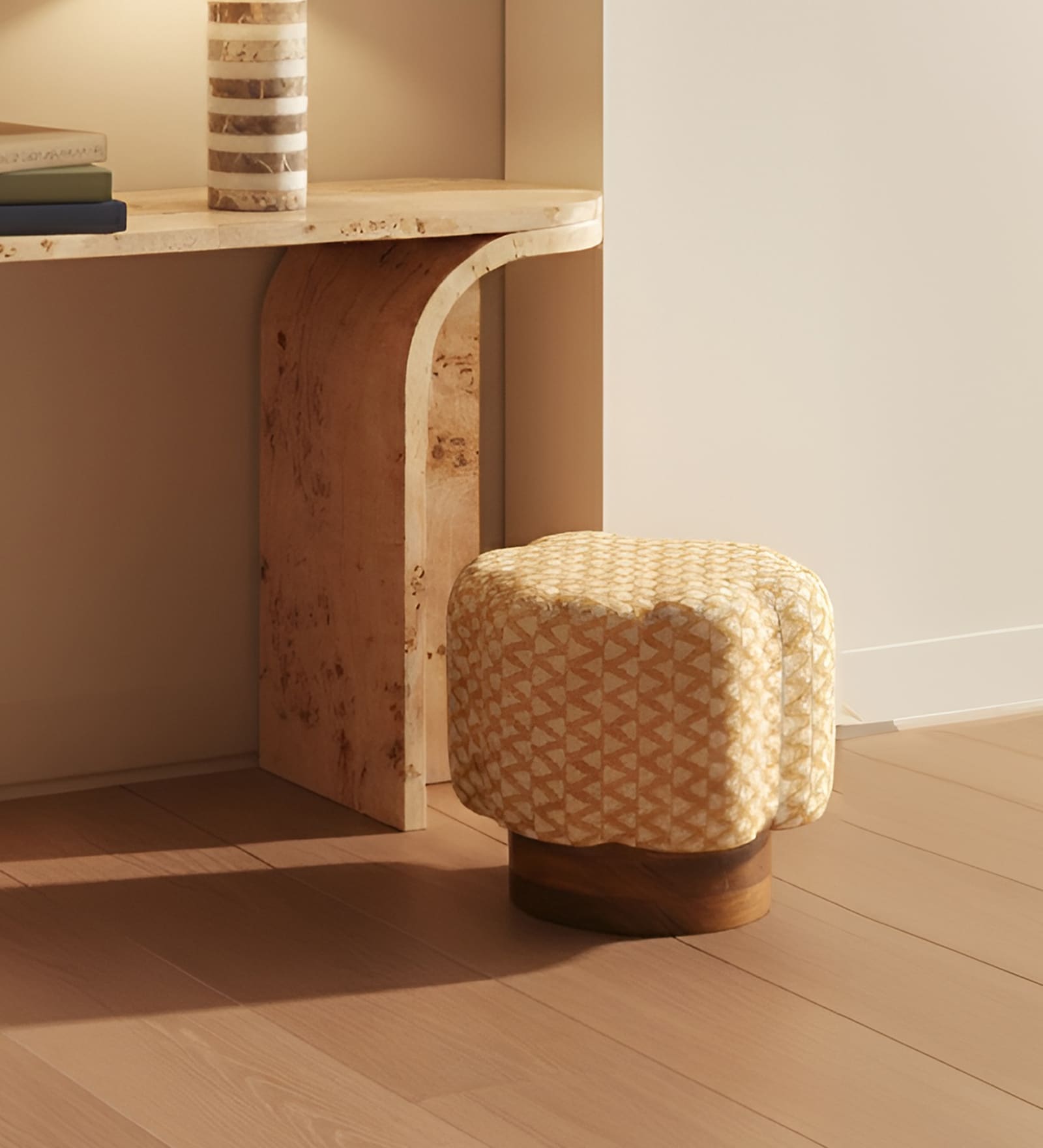 Taal Pouffe Set Of 2 In New Teak Light Finish