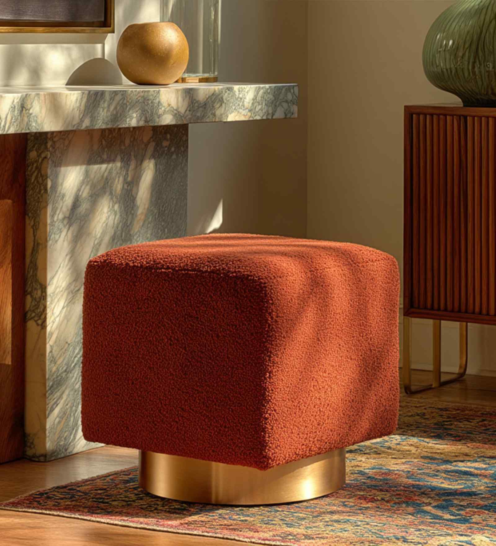 Taal Pouffe In White Finish