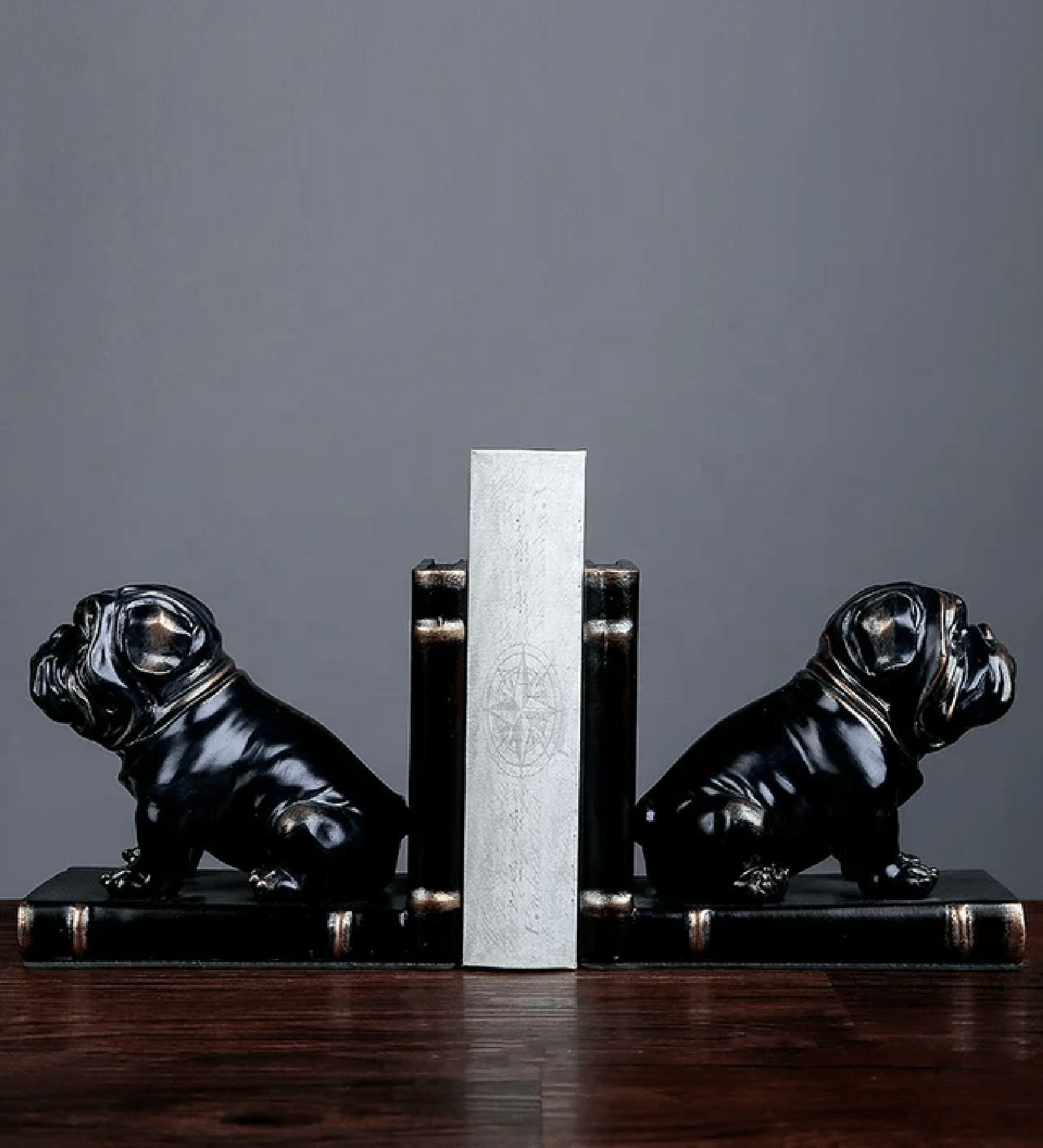 Black Bull Dog Bookend Table Piece