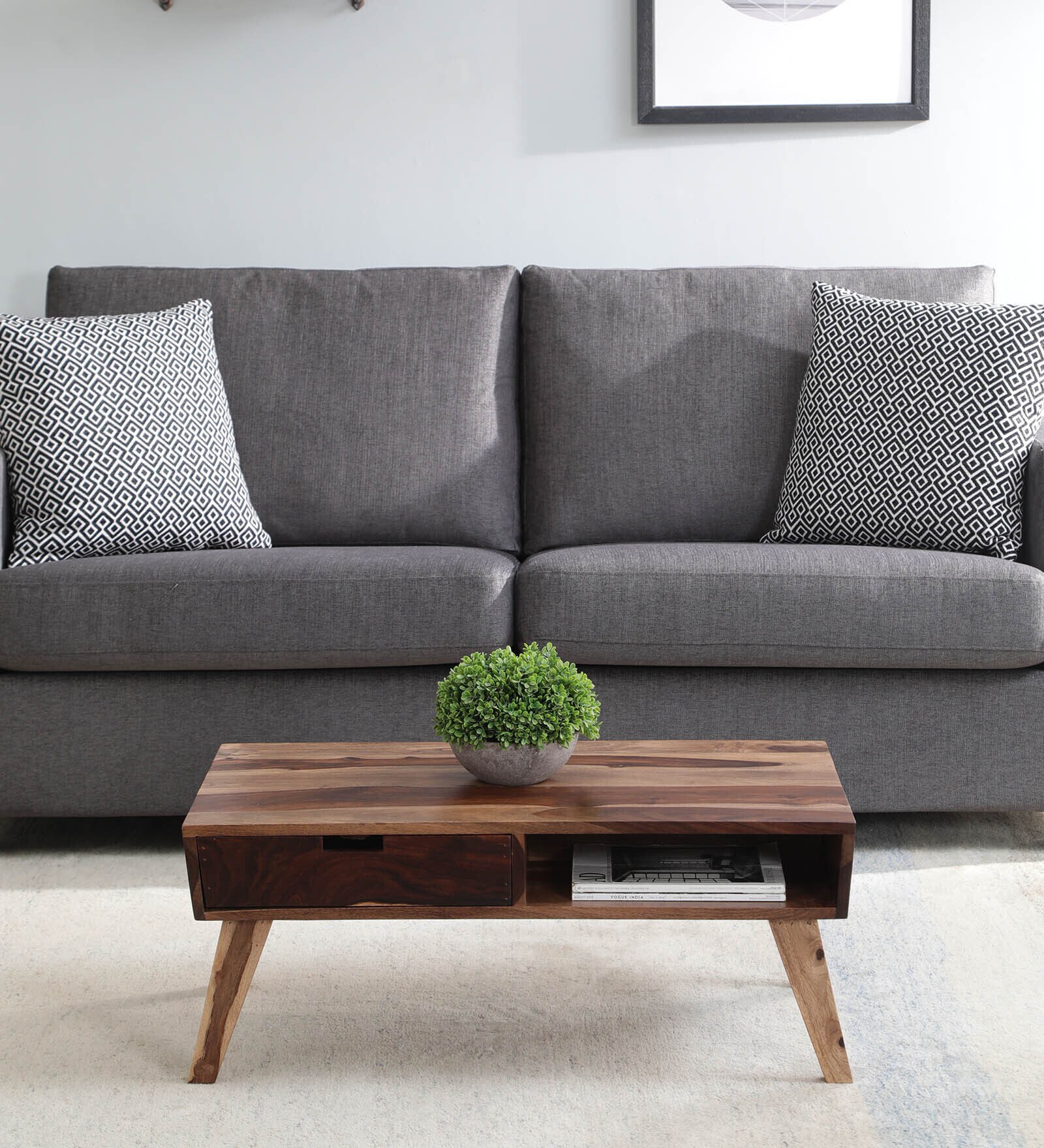 Tabor Sheesham Wood Coffee Table In Rustic Teak Finish