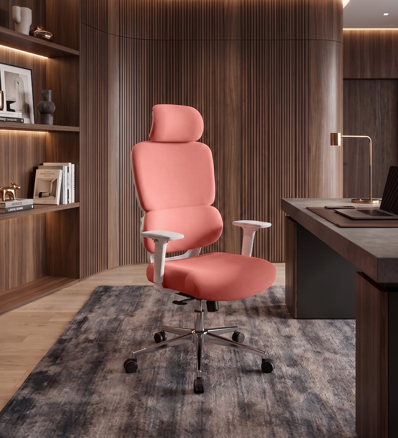 Takeo High Back Ergonomic Office Chair with 3D Adjustable Armrests Adjustable Headrest and Multi Tilt Lock Feature in Orange