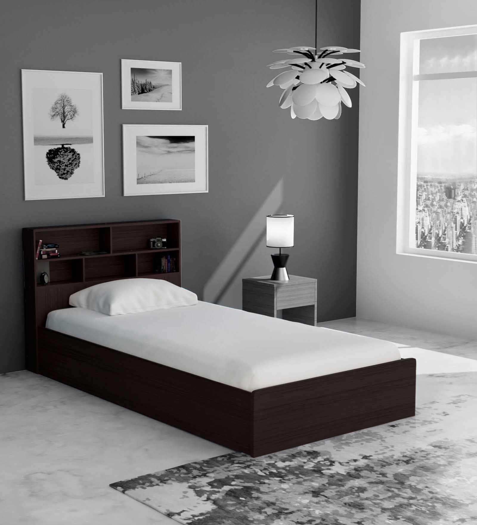 Buy Takeo Single Bed in Wenge Finish with Headboard Storage at 12% OFF ...