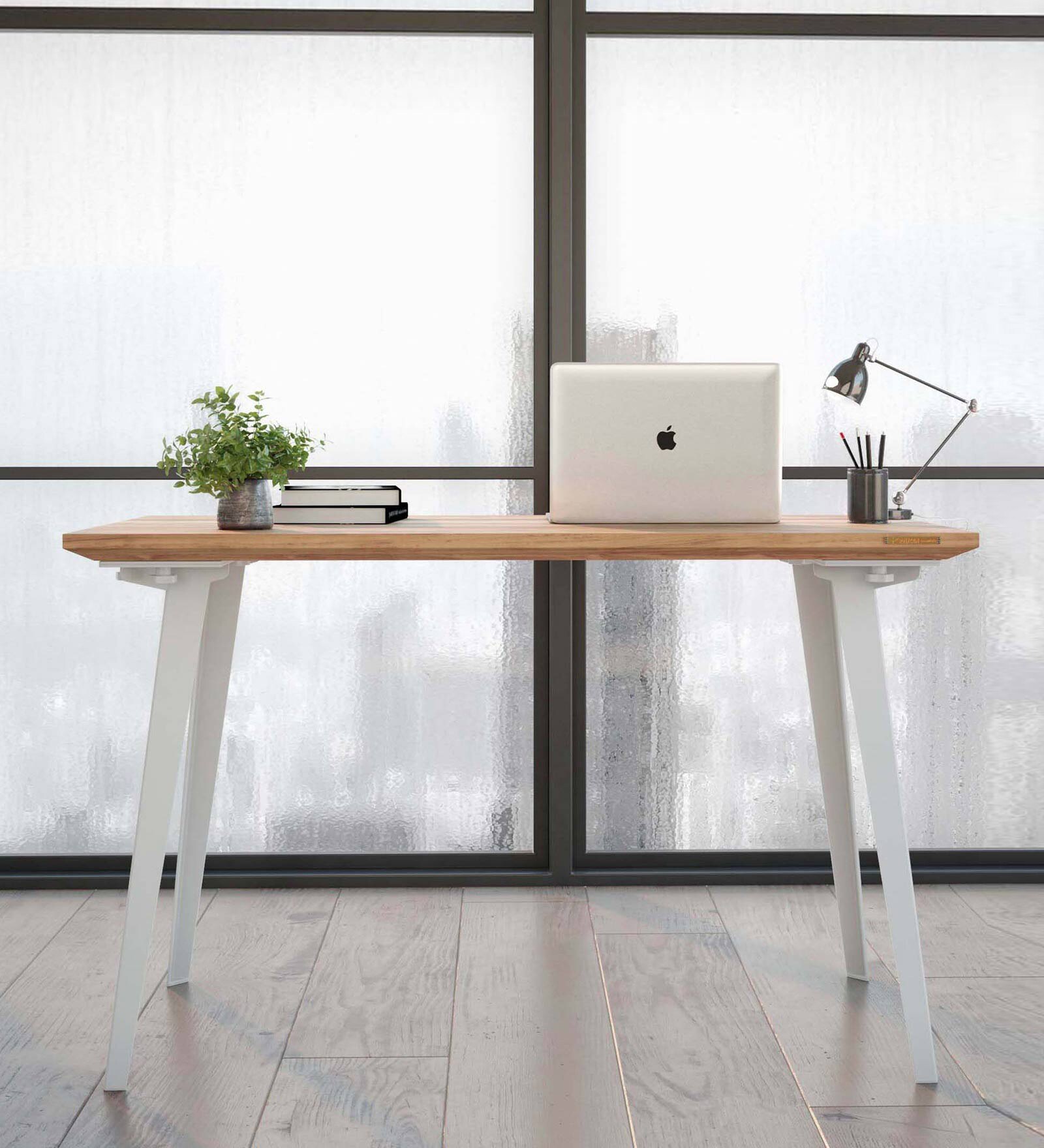 Takeshi Solid Wood Workstation In White Finish