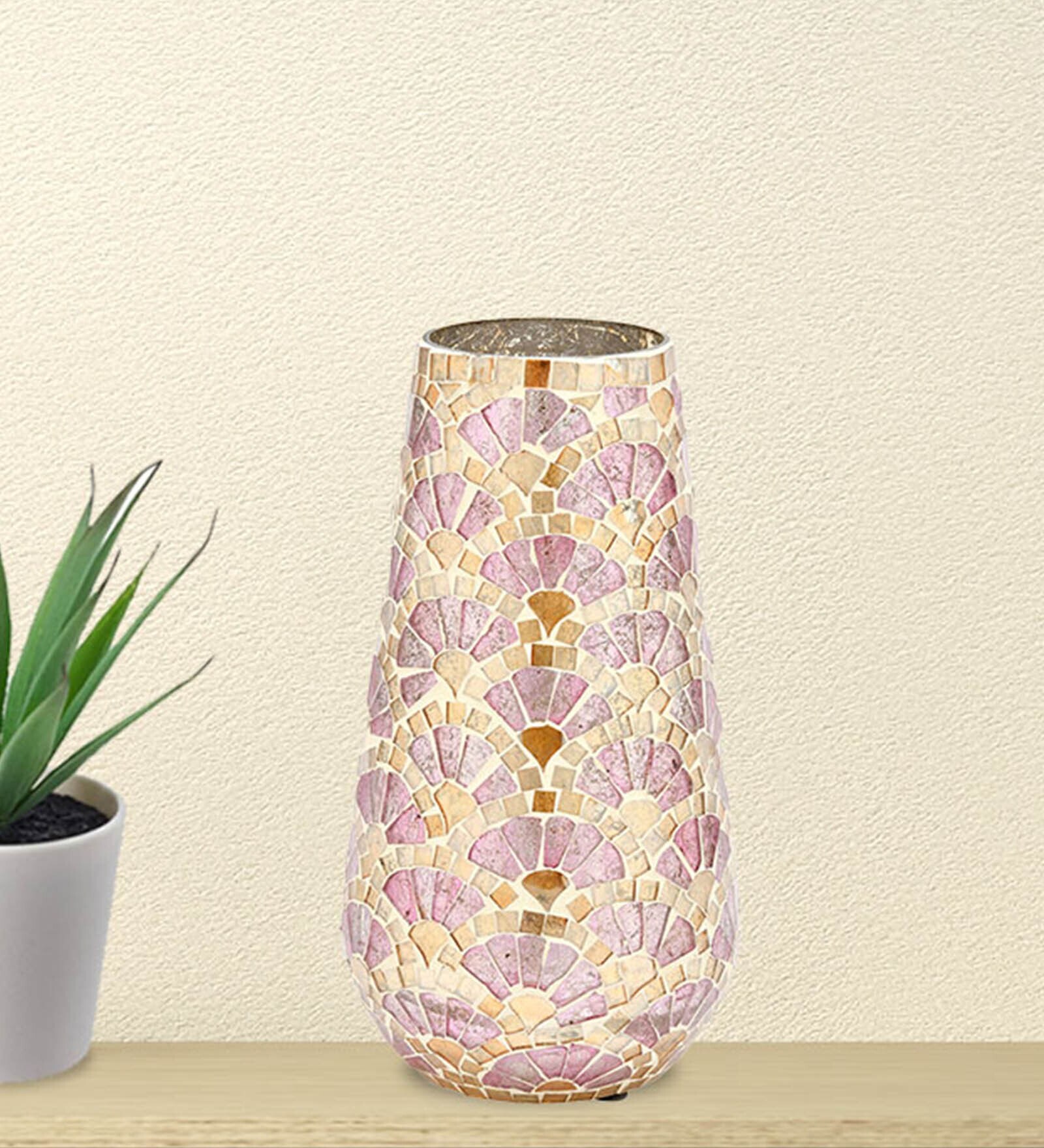 Tall Mosaic Glass Table Vase