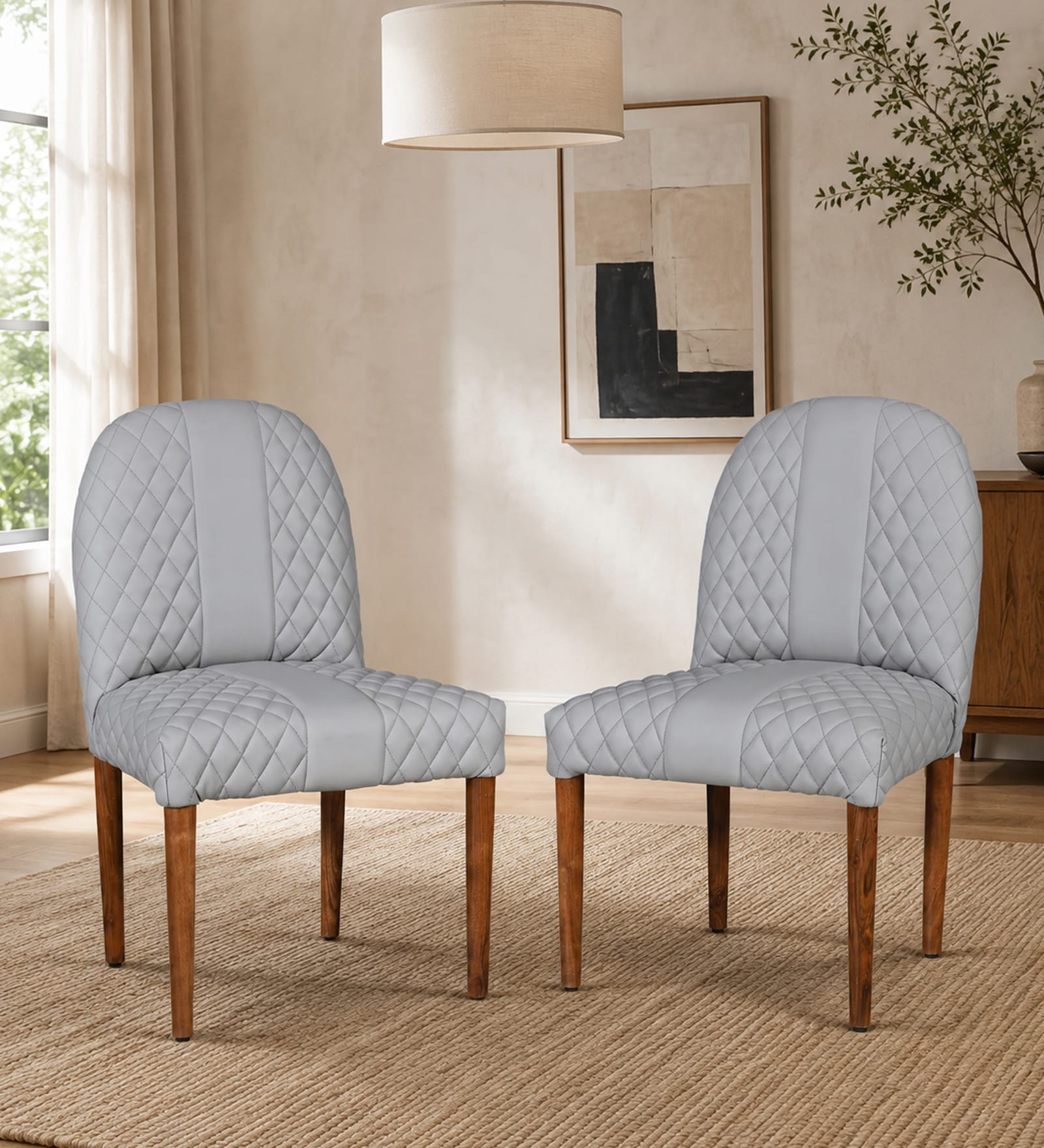 Tamarack Acacia Wood Dining Chair in Natural Glazed finish with Grey Leatherette(Set of 2) Tamarack Acacia Wood Dining Chair in Natural Glazed finish with Grey Leatherette(Set of 2)