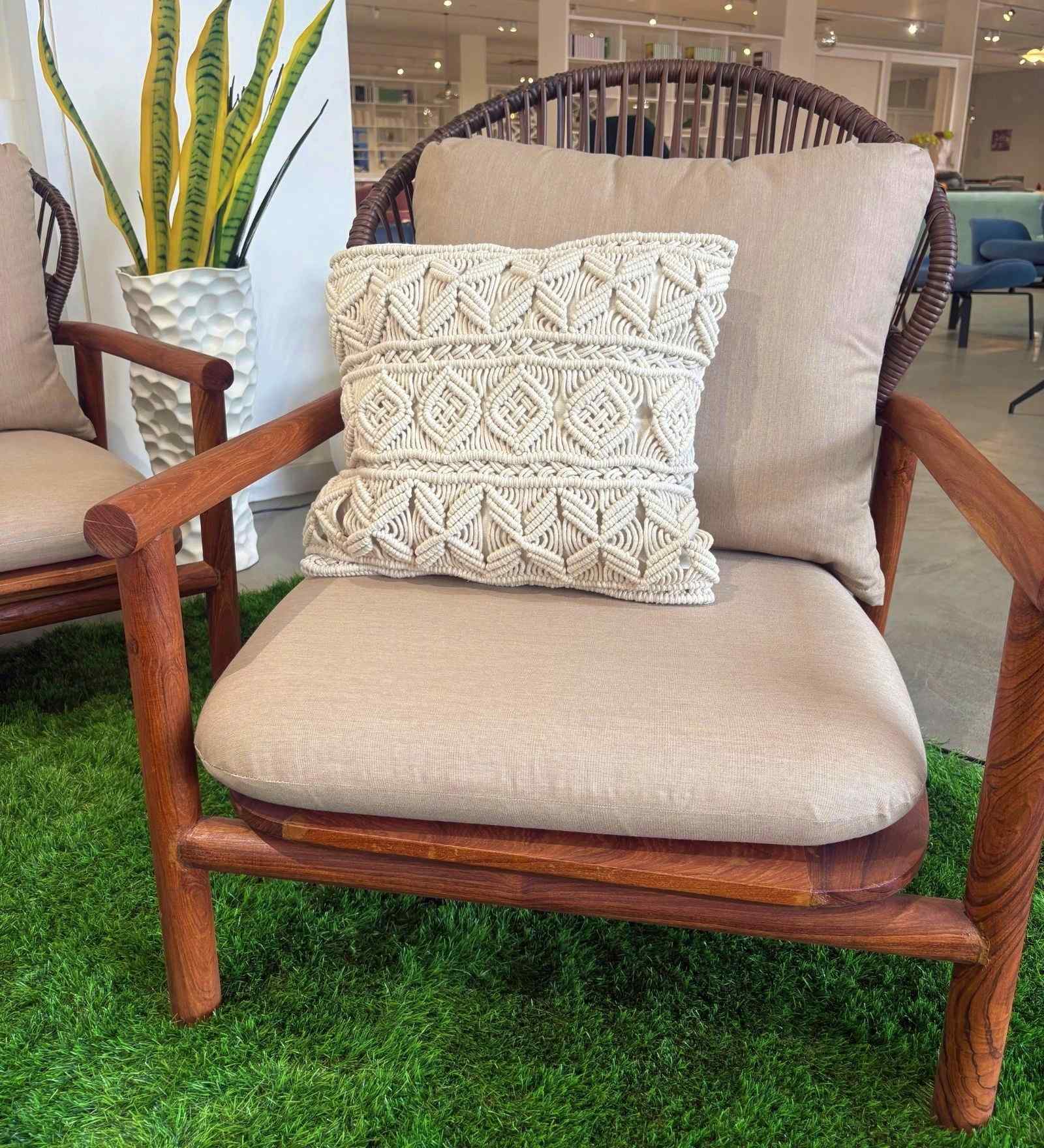 Ivory Tangle 100% Cotton 16x16 Inches Macrame Cushion Cover