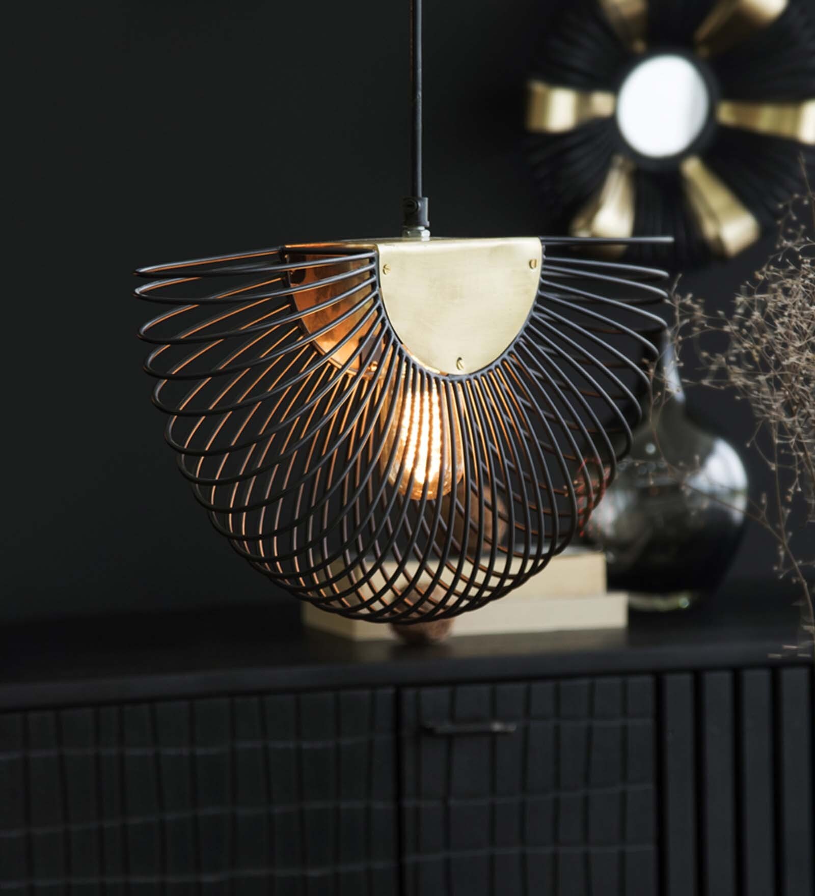 Damien Tango Black Iron Hanging Light