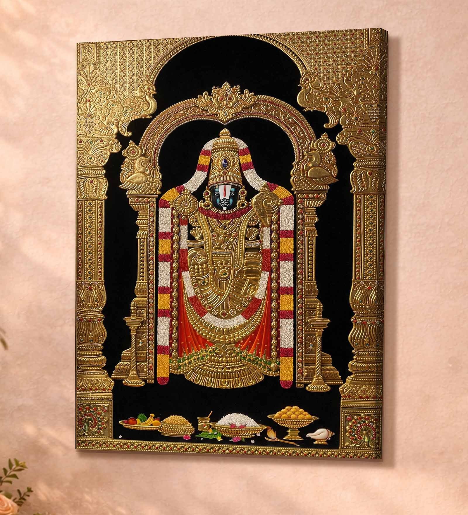 Tanjore Balaji Stretched Canvas Painting