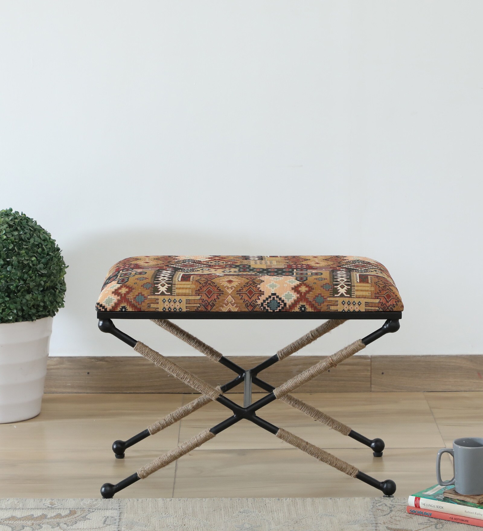 Tansu Metal Seating Stool In Black Colour