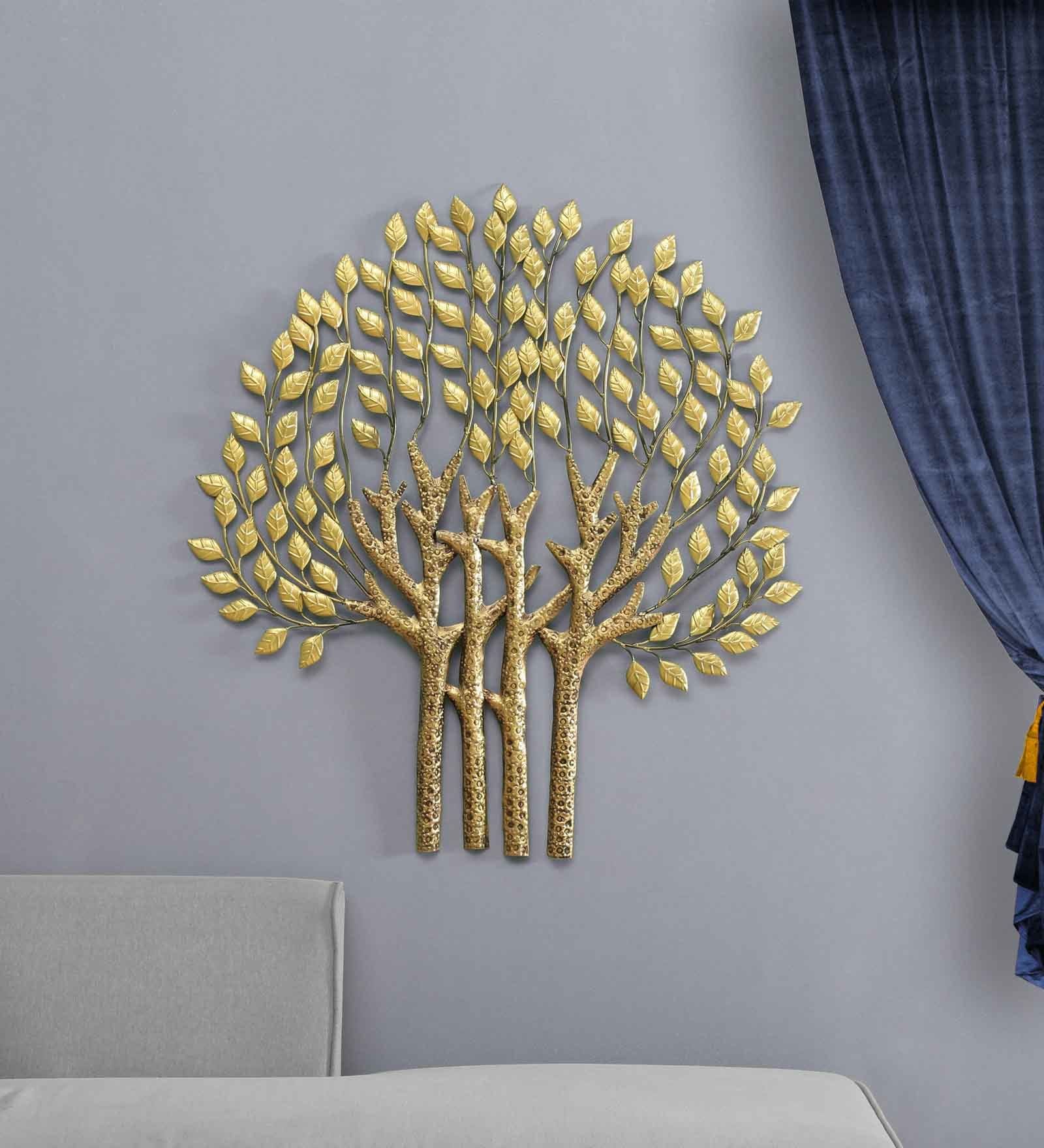 Clove Iron Decorative Tree Wall Art In Gold