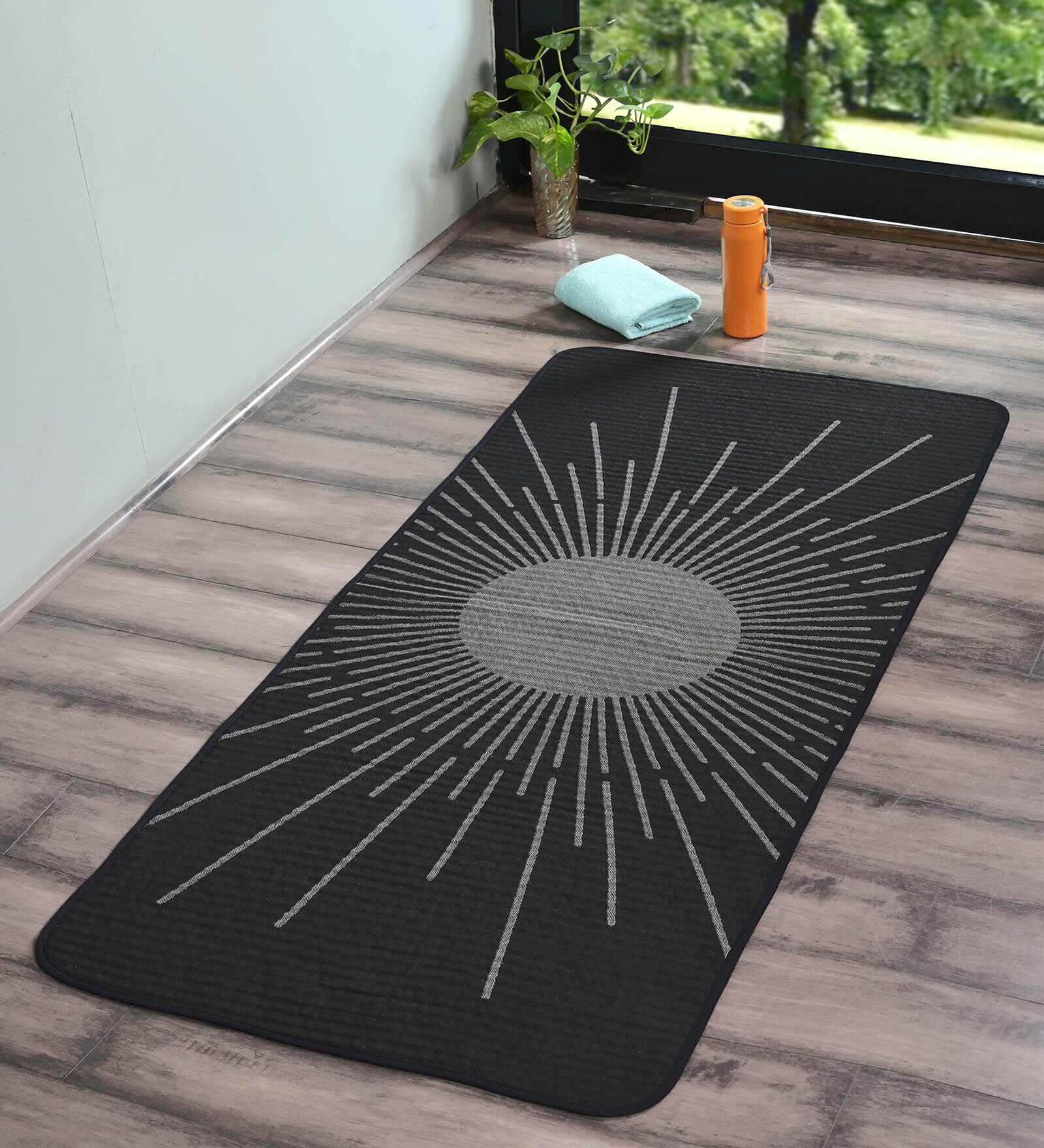 Black Tapestry Sun Micro Yoga Mat