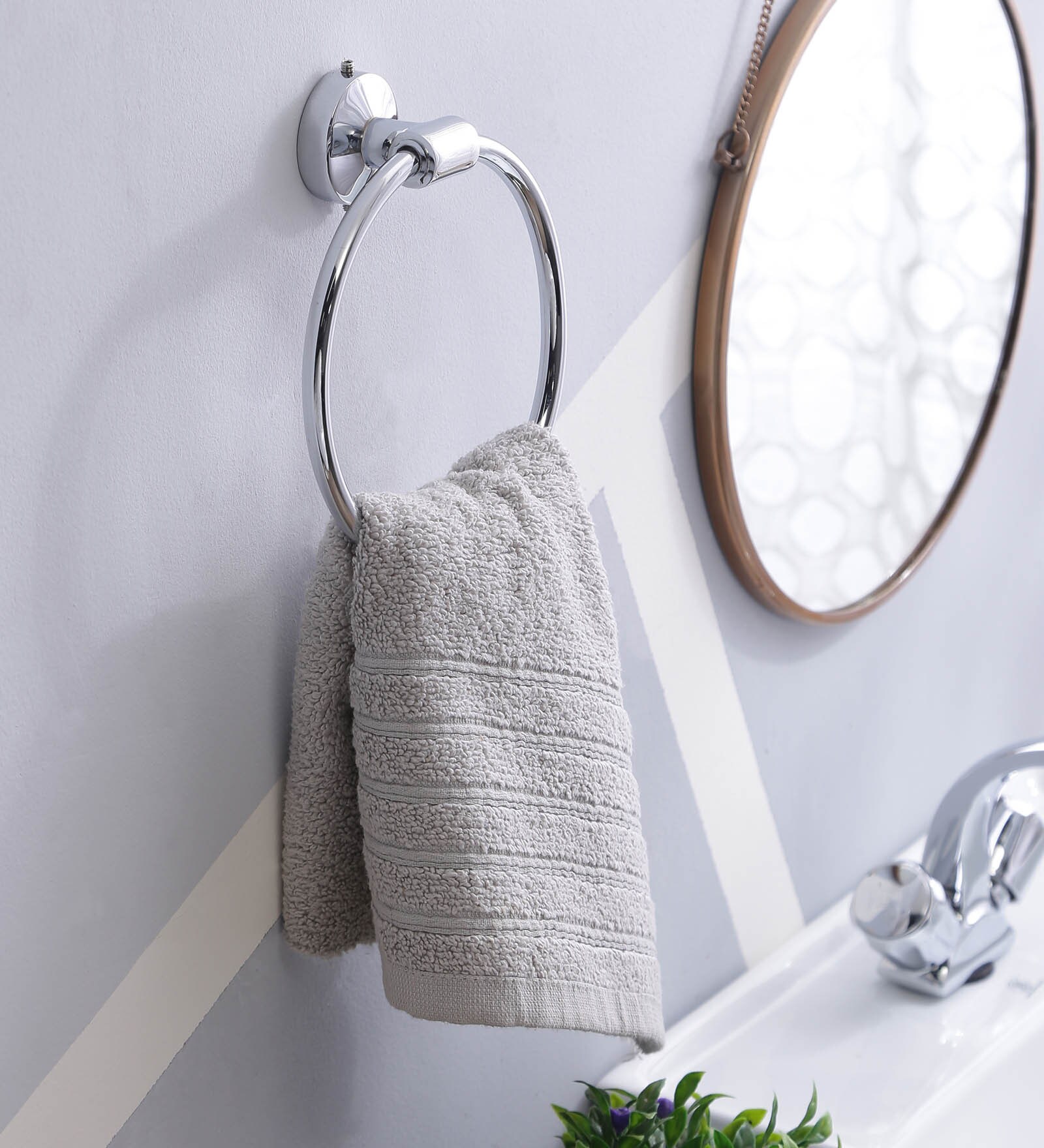 Brass Silver Towel Ring (Diameter: 4.75 Inches)