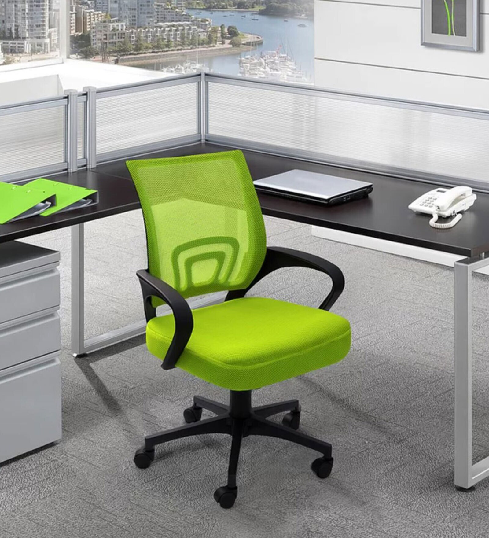 Task Breathable Mesh Ergonomic Chair in Light Green Colour