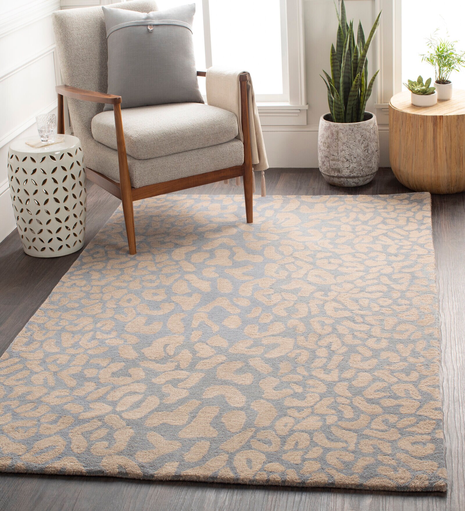 Taupe Abstract Wool 8 x 10 Feet Hand tufted Carpet
