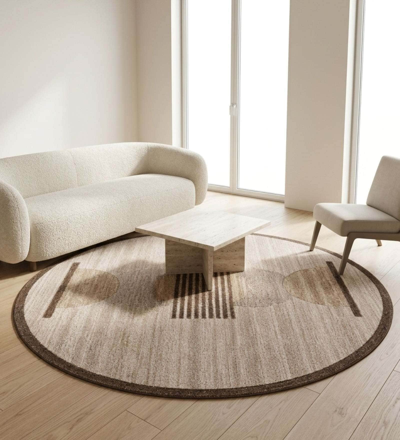 Brown Geometrical Woolen 48 x 48 Inches Hand Tufted Rug