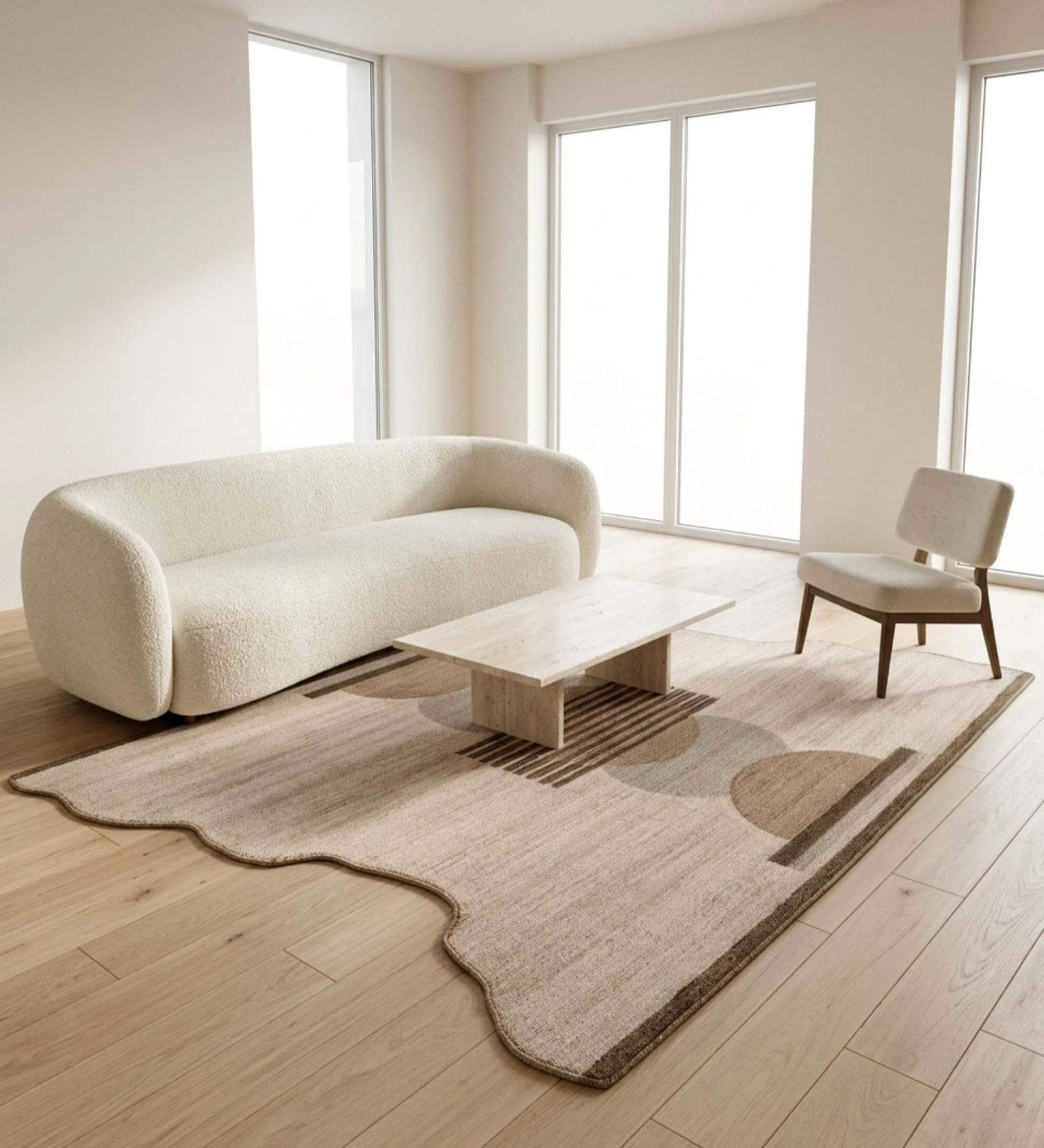 Brown Geometrical Woolen 72 x 108 Inches Hand Tufted Rug