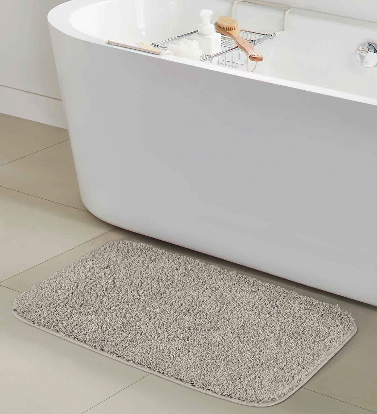 Taupe Solid Polyester 24x16 Inches AntiSkid Bath Mat