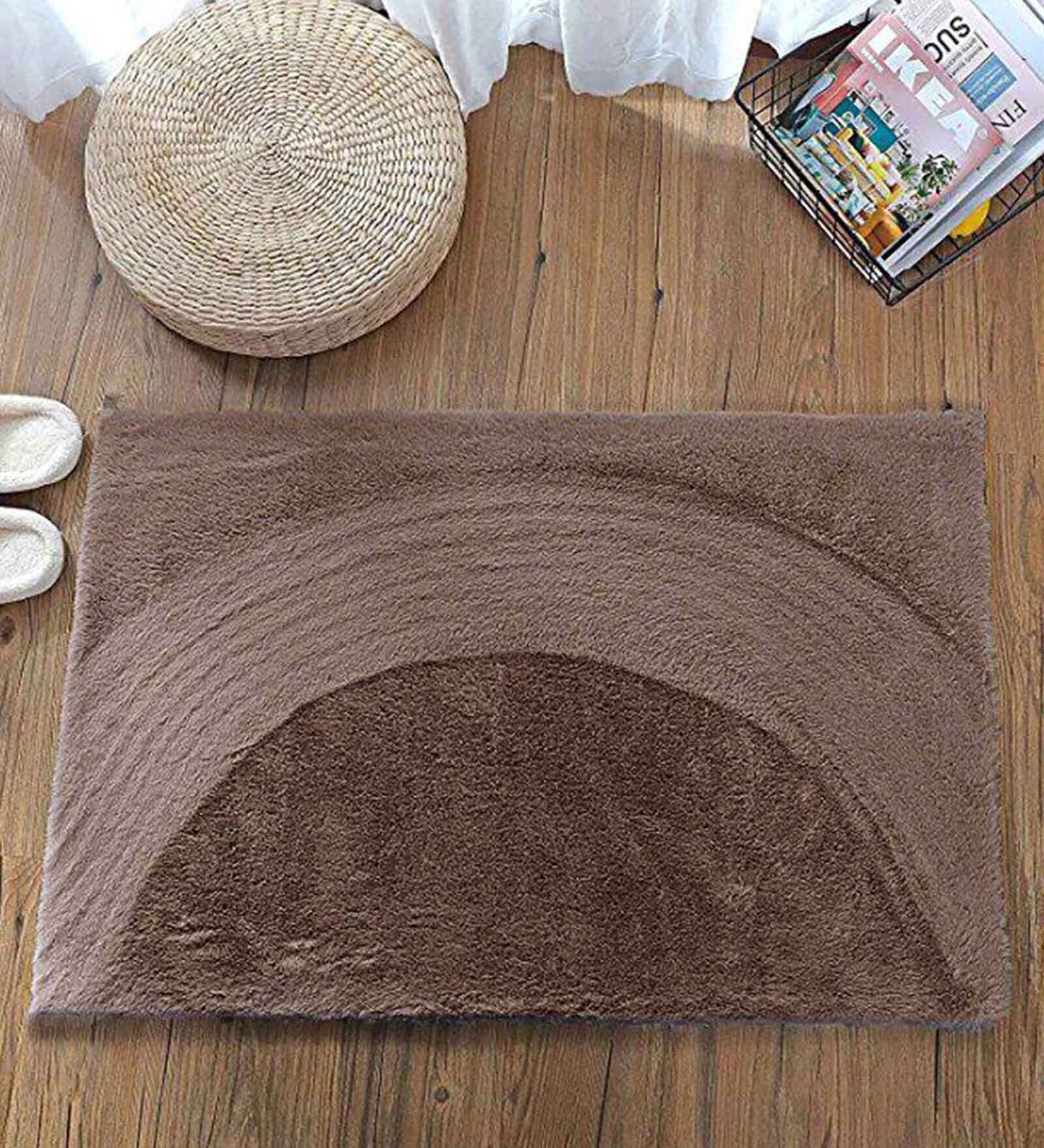 Taupe Solid Faux Leather 20x30 Inches AntiSkid Bath Mat