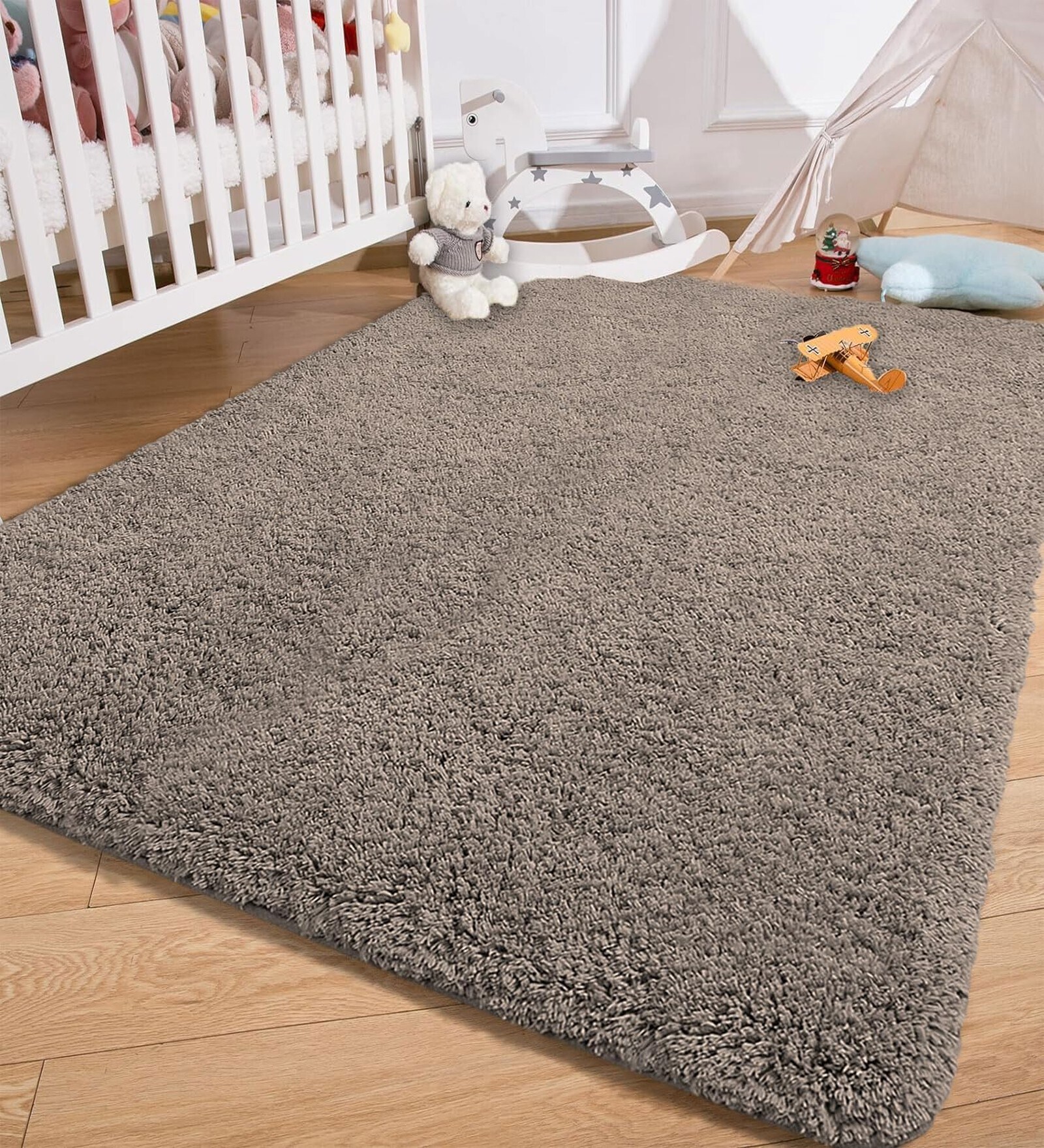 Taupe Solid Microfiber 3 X 5 Feet Tufted Carpet