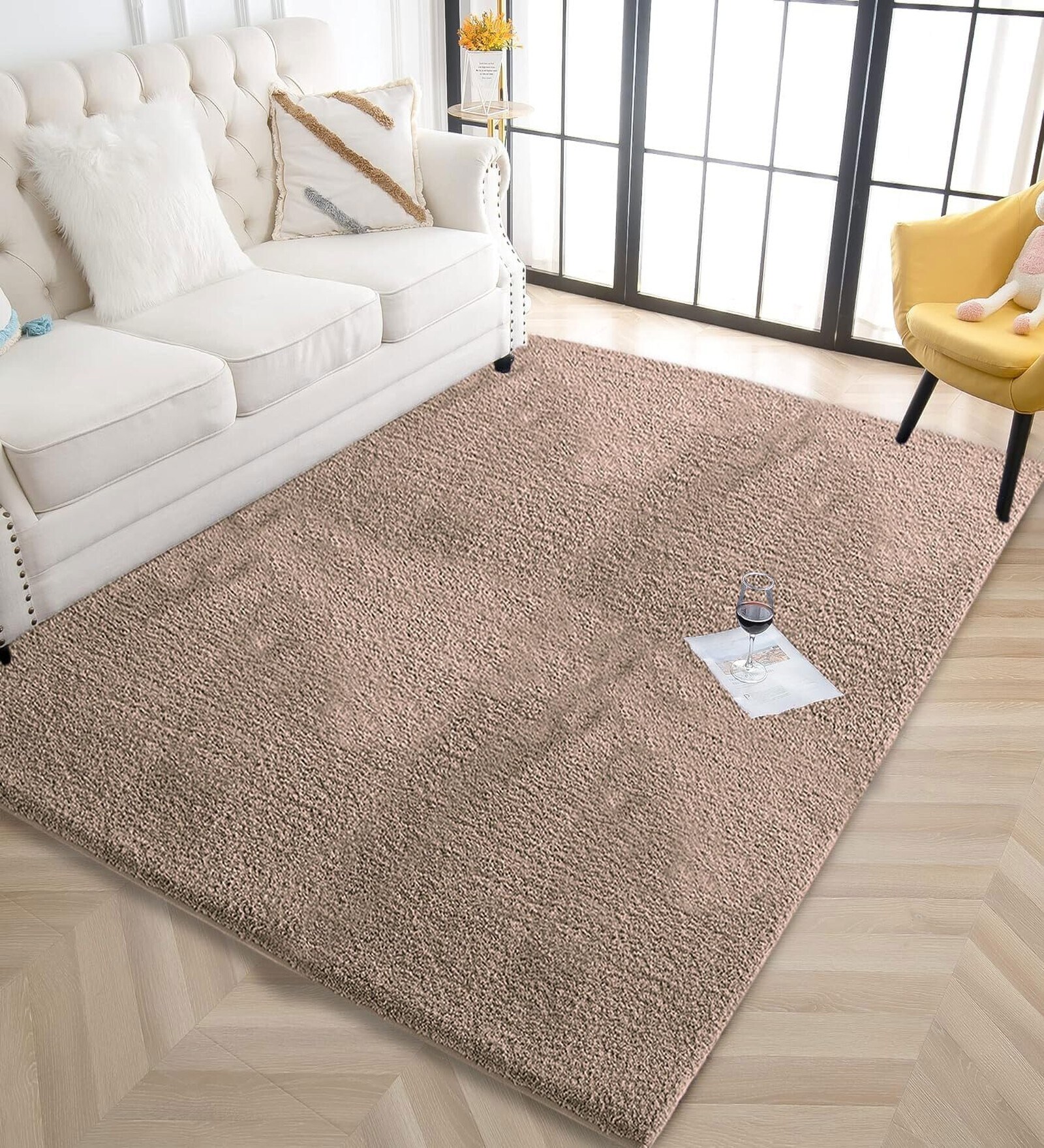 Taupe Solid Microfiber 3 X 5 Feet Tufted Carpet