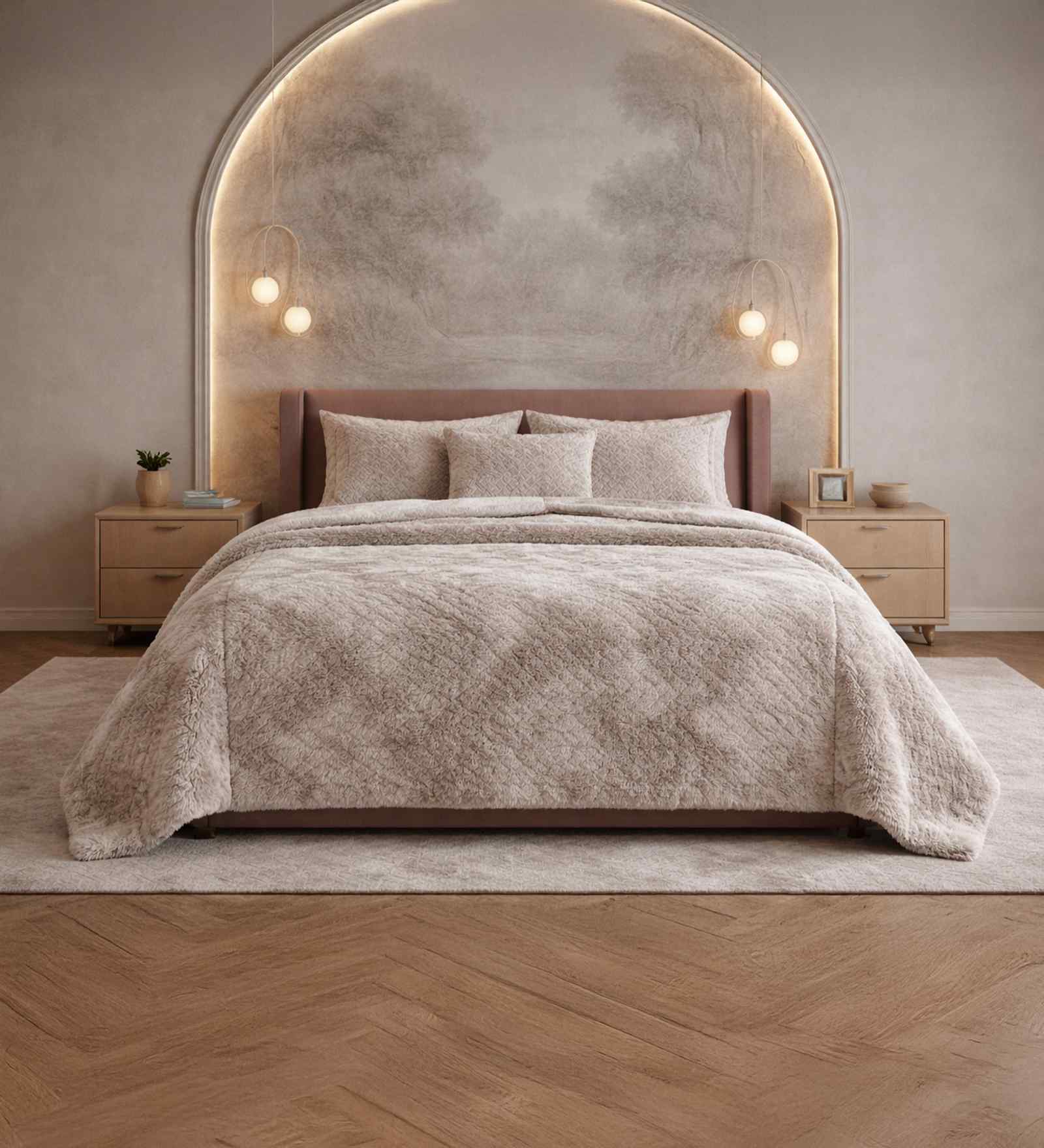 Taupe Tie & Die Microfiber Ultra Soft 300GSM Double Bed Quilt