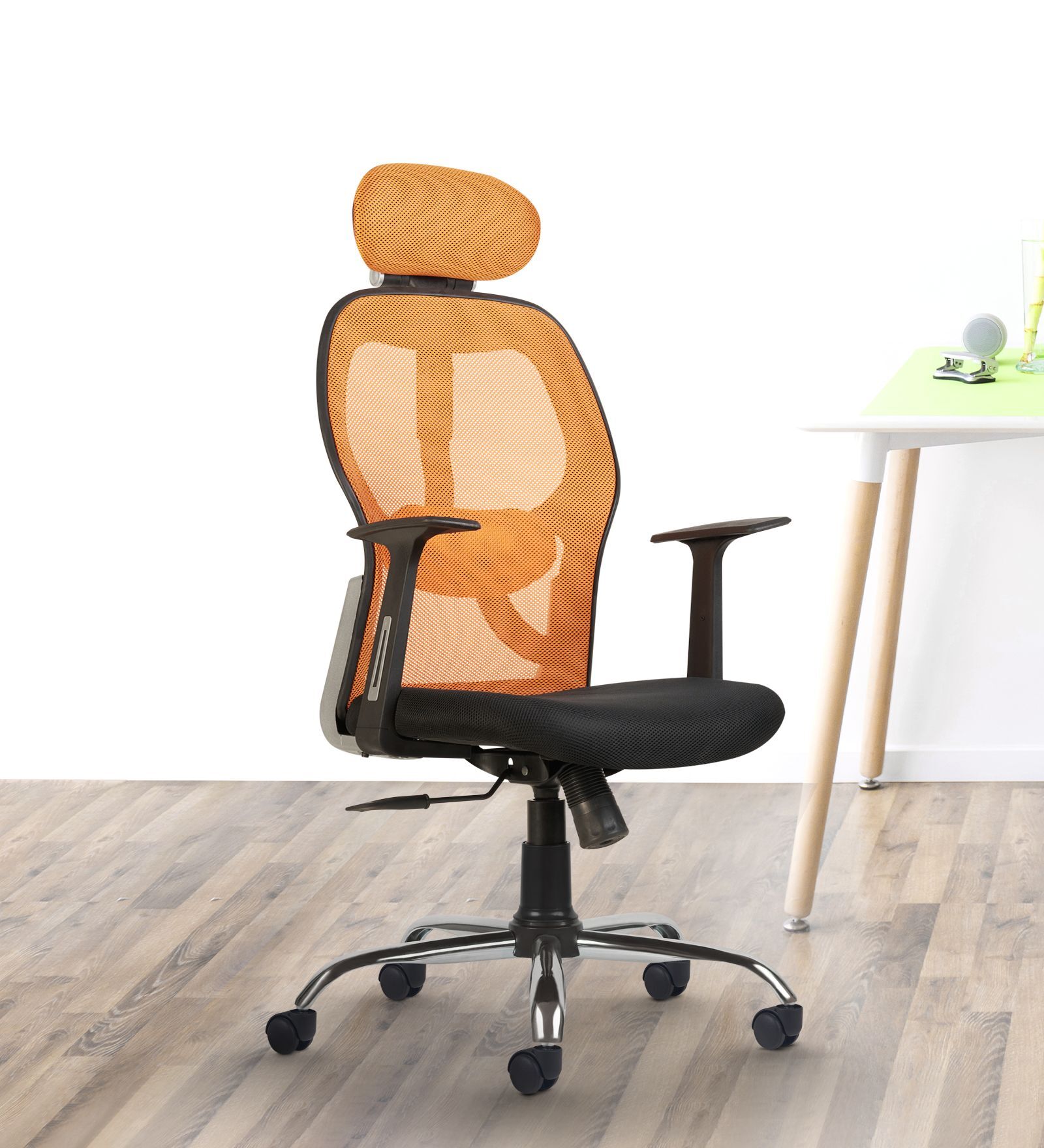 Tauras Lite Breathable MeshHigh Back Ergonomic Chair in Orange Colour
