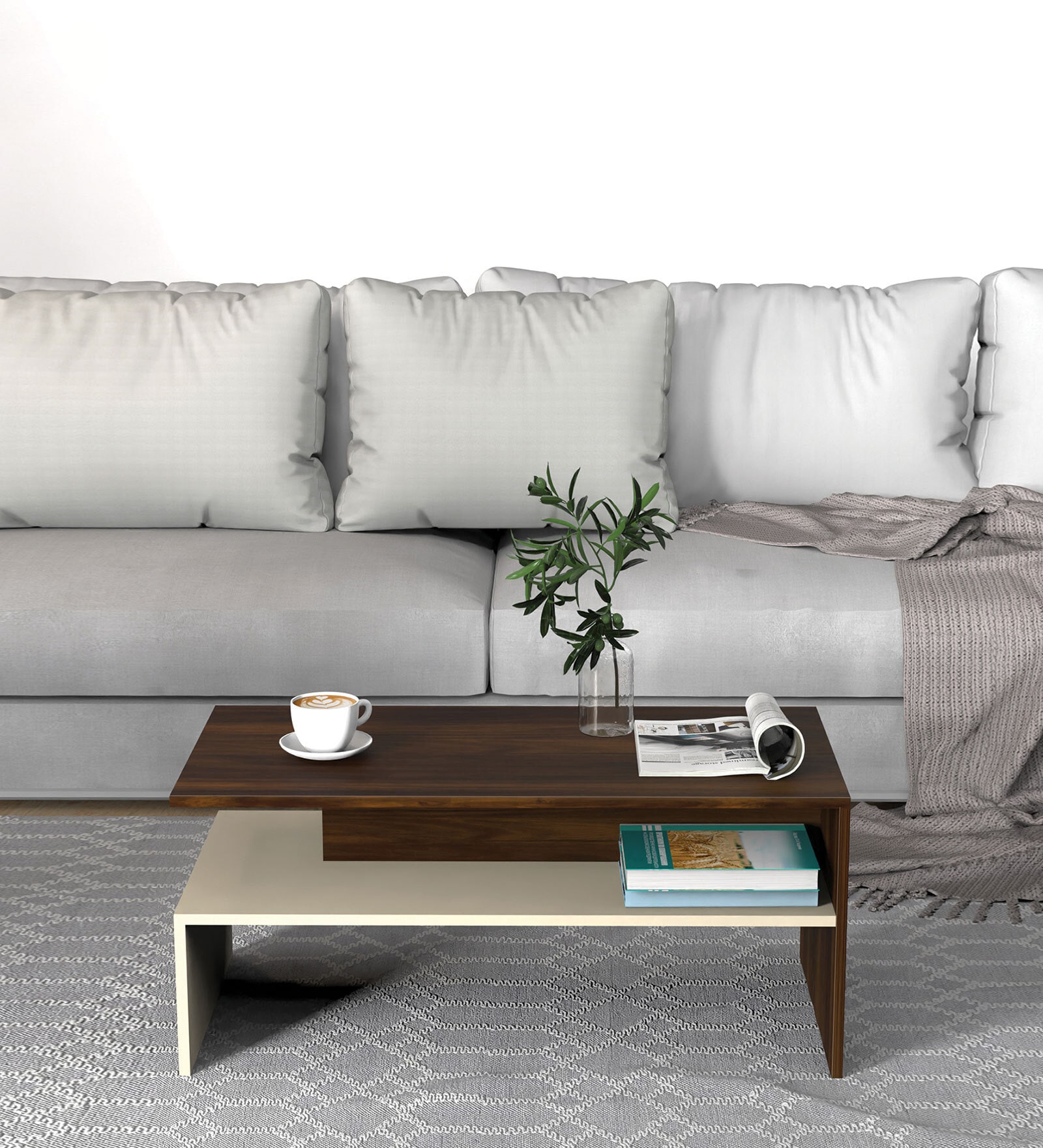 Taurley Coffee Table In Brown Maple & Beige Finish Taurley Coffee Table In Brown Maple & Beige Finish