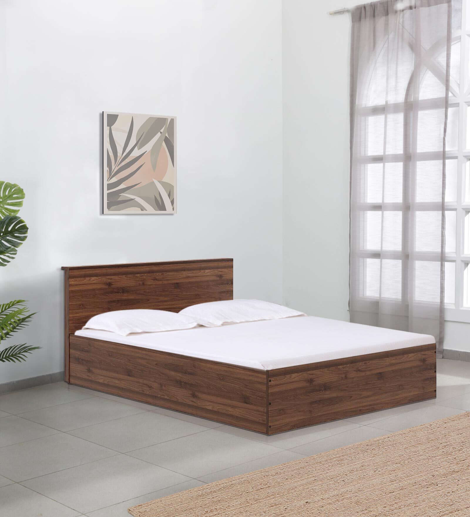 Buy Taurus Queen Size Bed In Columbian Walnut Colour With Hydraulic