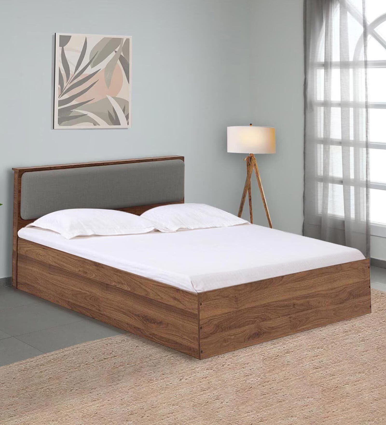 Buy Taurus Queen Size Bed In Columbian Walnut Colour With Hydraulic
