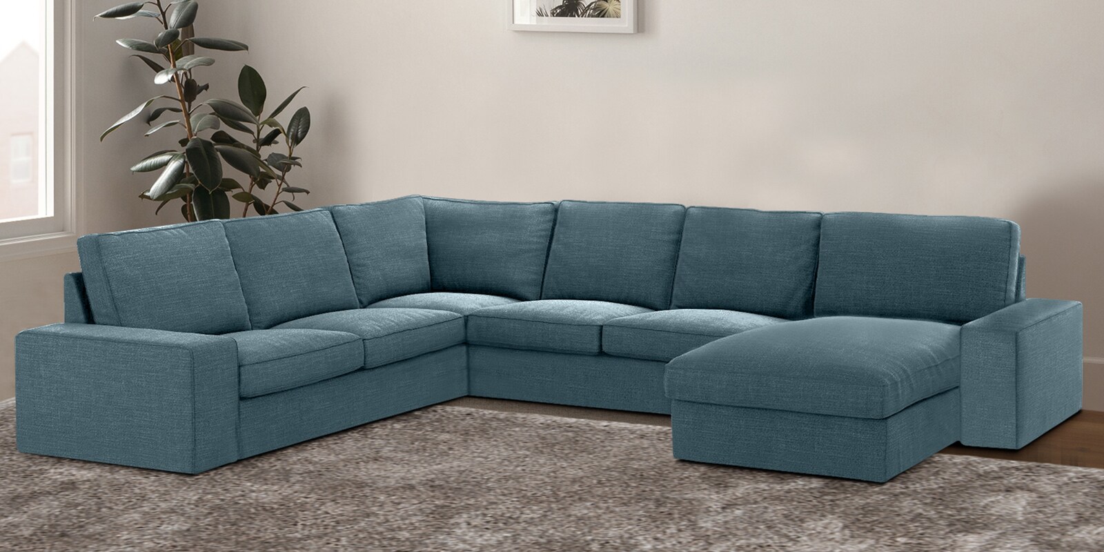 Talisa Fabric LHS Sectional Sofa (3+ Lounger) In Dark Grey Colour