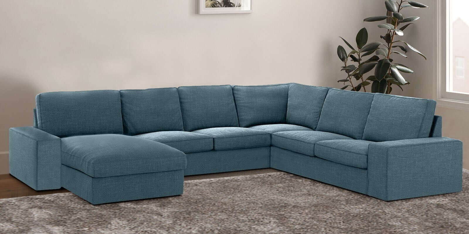 Talisa Fabric RHS Sectional Sofa (3+ Lounger) In Dark Grey Colour