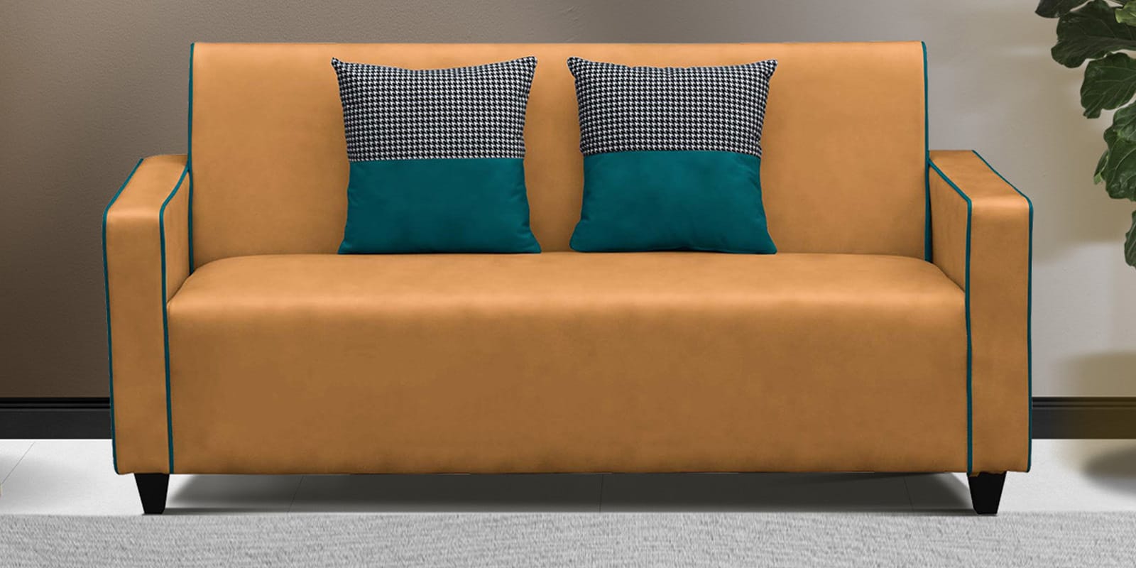 Tango Leatherette 3 Seater Sofa In Orange Colour