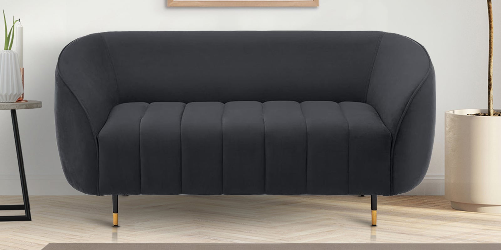 Buy Tasmania Velvet 2 Seater Sofa In Space Grey Colour at 23 OFF by
